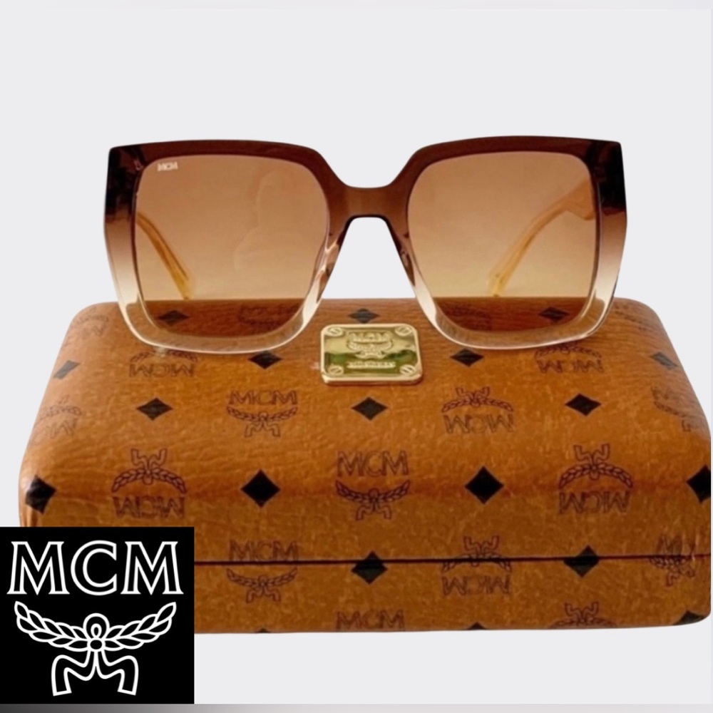 MCM Light Brown Gradient Square Ladies Sunglasses w/ pink logo MCM723S 211 53